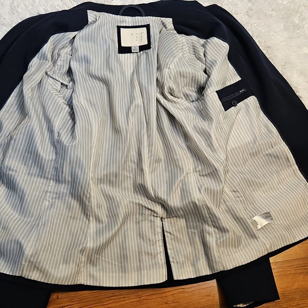 Anew day Navy Blue Blazer Classic‎ One Button Career Office,Polyster Size 8